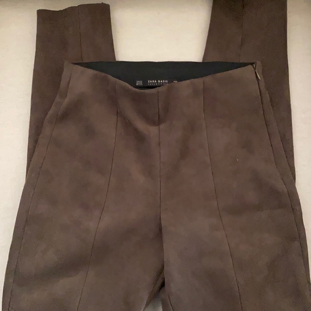 Brown faux suede Zara pants